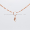 3mm 24" stainless steel rose gold mickey head locket chain charm necklace floating charm locket chain necklace